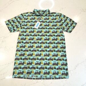 Proud 90 NEW Golf Polo Shirt Mens Small Bear Golf‎ Cart Graphic Bold Party